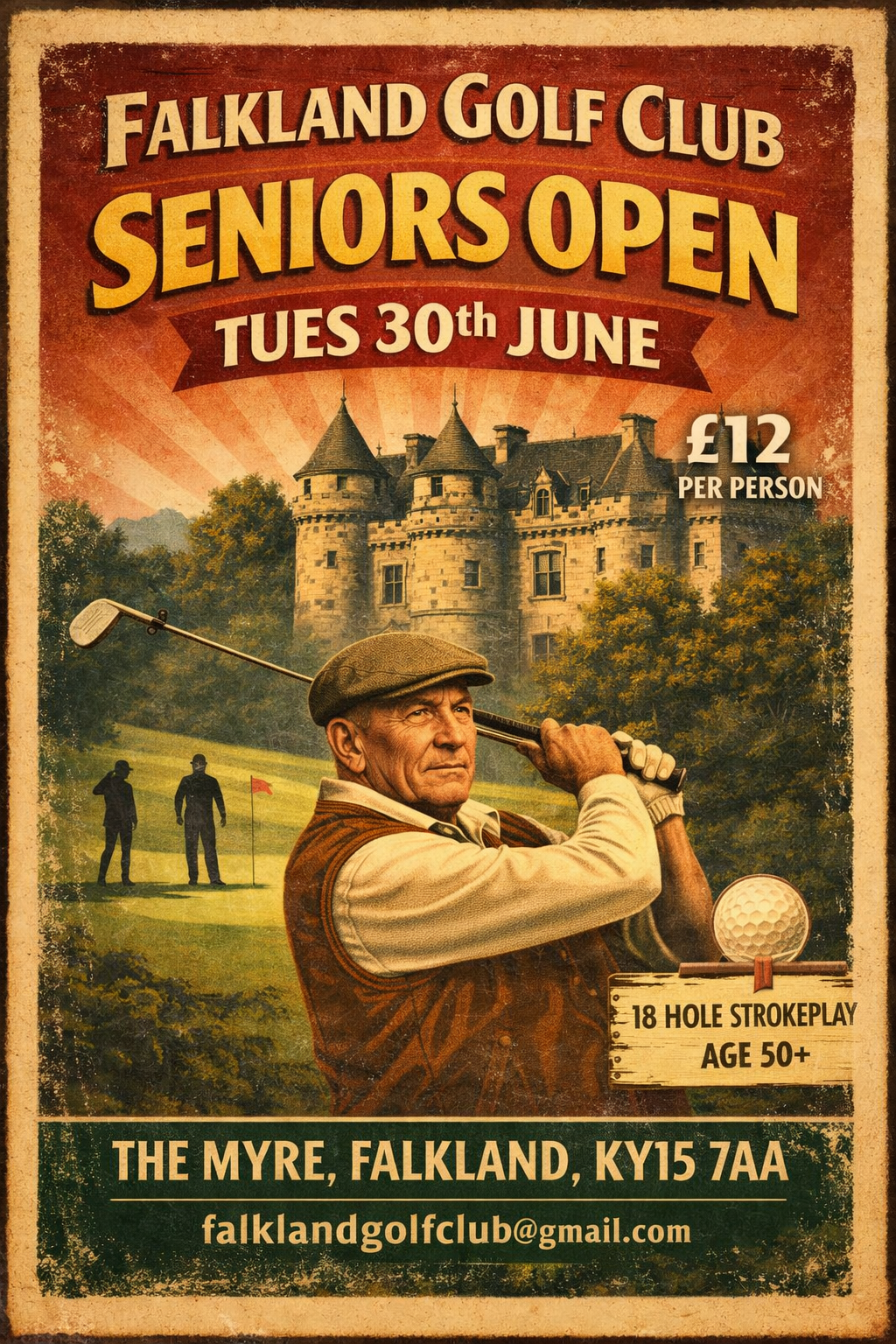 Falkland Golf Club Seniors Open event flyer